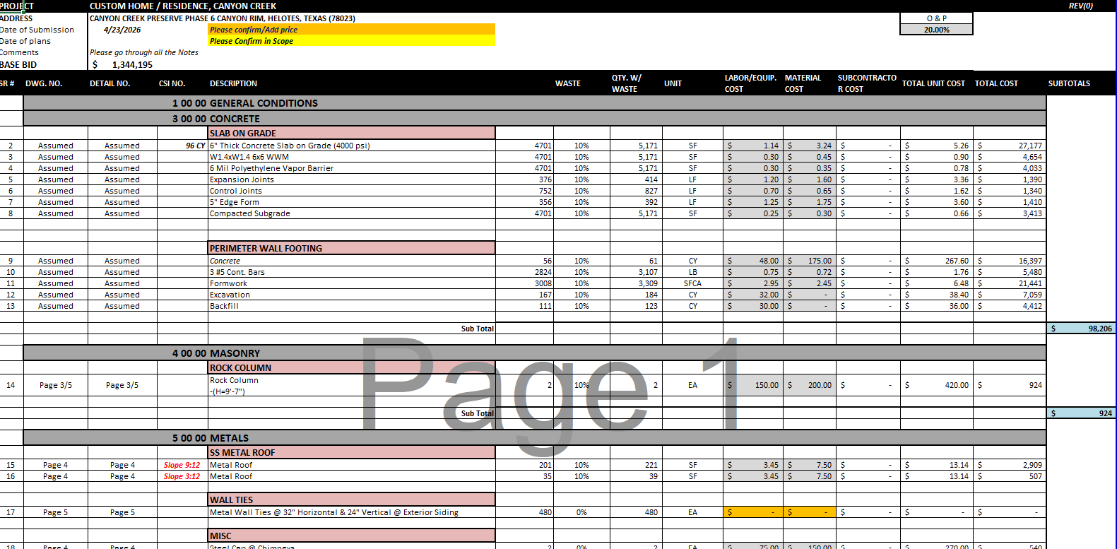 Construction Estimating Servies in Texas and Material Takeoffs Texas
